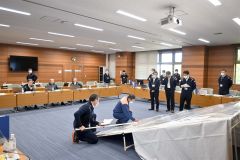 小野町長ら１６人が参加して行われた町災害対策本部訓練