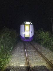 倒木と衝突した列車（ＪＲ北海道釧路支社提供）
