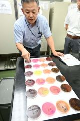 生乳内の菌の繁殖について説明する畜産検査センターの古川所長