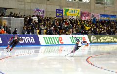 山本悠乃（白樺学園高出）トップ、ディビジョンＢ男子５００Ｍ１回目　スケートＷ杯帯広大会