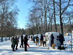 冬空のもと、汗も鼻水も　市民雪像の制作風景～写真特集