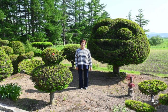 自宅庭のオンコの木で“アート”　豊頃の高橋さん