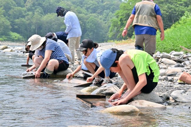 幕別町ふるさと館ジュニアスクール　大樹・歴舟川で砂金掘り体験