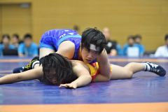 【女子個人戦６２キロ級】帯北勢初の決勝進出を決めた野口紗英（２年、青色シングレット）