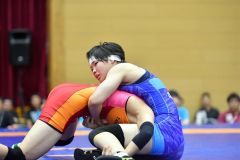 【女子６２キロ級決勝】失点しても気持ちを切らさず最後まで戦い抜いた帯北の野口紗英（青色シングレット）