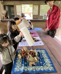 落ち葉をテーマに自然体験を楽しむ参加者