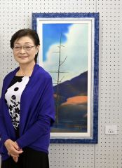 牛島秀子さんと本人による長野県大正池の写実絵「立つ」