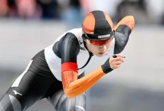 【女子５００メートル】３８秒２３のタイムで２位に入った稲川くるみの力走（金野和彦撮影）