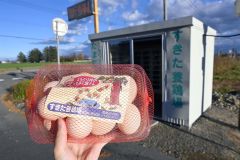 国道２３６号沿いに設置したすきた養鶏場の卵自動販売機