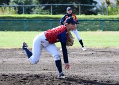 【決勝・グラティアスウイッシュＢＣ―札幌ブルーシェジュニア】最終回に登板した杉本は高校進学に向け硬式球の練習に取り組んでいる。軟式球では久々の投球となった