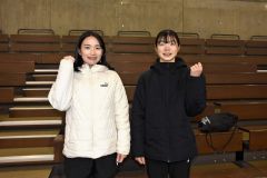 過去最高順位更新を目指す北海道選手団の（左から）石橋美穂監督と人見仁菜