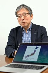 宇宙産業の集積に向けた取り組みについて語る小田切ＣＥＯ（須貝拓也撮影）