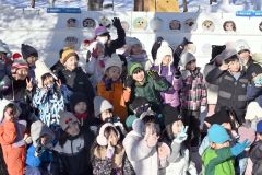 おびひろ氷まつり「氷のお面」（金野和彦撮影）