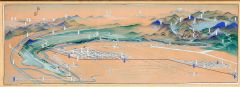 鹿追村鳥瞰図の原画（縦３７センチ、横１０８センチ）
