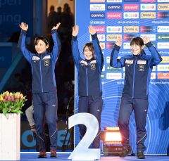 高木、堀川ら女子団体追抜き日本手応えの２位　Ｗ杯スケート最終戦