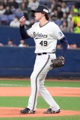 【オリックス－楽天】オープン戦に先発登板しランナーを許すも１回を無失点に抑えるオリックスの片山楽生（京セラドーム、大賀章好撮影）