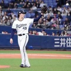 【オリックス－楽天】オープン戦に先発登板し、ランナーを許すも１回を無失点に抑えるオリックスの片山楽生（京セラドーム、大賀章好撮影）
