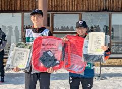 総合優勝を遂げた男子の金子莉大（左）と女子の丸谷椿姫