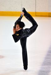 【ジュニアクラス男子・フリー】軽快な演技を見せる西本那音（金野和彦撮影）