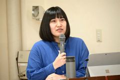 陸稲栽培の実践を報告する澤山さん