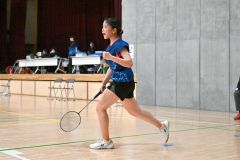 【女子シングルス決勝】ファイナルゲーム、ポイントを奪い気迫を見せる帯緑陽の横山奈都美（金野和彦撮影）