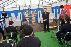 帯信金稲田店改築地鎮祭　川田工業施工　現店舗解体開始は来春 5