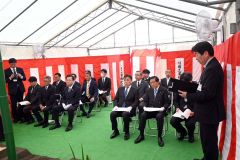 帯信金稲田店改築地鎮祭　川田工業施工　現店舗解体開始は来春 9