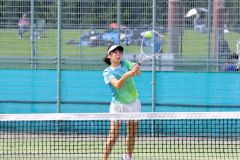 【女子団体戦決勝・帯大谷―帯三条】圧倒的な強さを見せて快勝した帯大谷の三崎心愛。個人戦も危なげなく単複を制した