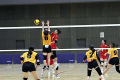 【女子予選グループ戦・帯大谷―函館大妻】第２セット、帯大谷の（２）八代紗羽が速攻を打つ