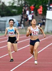 【女子２００メートル決勝】２位に入賞した山崎心愛（旭川志峯―音更共栄中出）