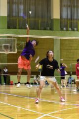 混合ダブルス１部優勝の境田亮介・菅原美咲組