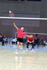 【女子Ｃグループ・決勝】ネット際の球を反応良く押し込むＫ―ｓｔｙｌｅの加藤亜衣