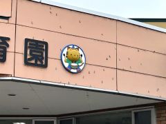 池田保育園の壁に付着したマイマイガ（同保育園提供）