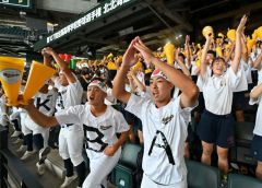 粘りの野球に惜しみない拍手　白樺スタンドで生徒や保護者が応援
