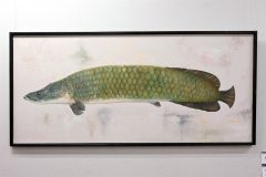 中井さんの水彩アクリル画「金鱗の記憶」