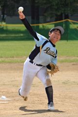 【決勝・栄オールスターズ―豊成ファイターズ】栄の先発・矢田翔真は要所をしっかりと抑え、櫻井渉との完封リレーを達成した