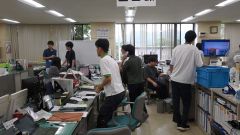 津波警報発令直後の広尾町役場（７月３０日午前９時４０分ごろ）
