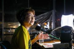 軽妙なトークで会場を盛り上げた声優の田中真弓さん（平栗玲香通信員撮影）