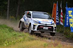 【陸別ＳＳ５】全日本ＪＮー２クラスで７位と健闘した関根正人とコ・ドライバー松川萌子（トヨタ・ＧＲヤリス）＝金野和彦撮影