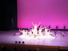 一輪車で華麗な演技を披露する参加チーム