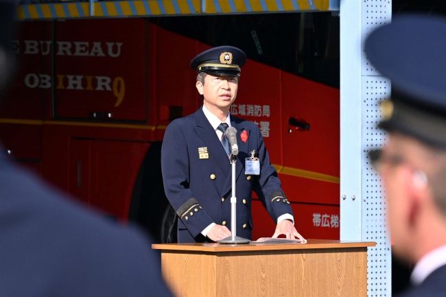【写真】秋の火災予防運動に合わせ局長点検　広域消防
