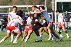 １３人制ラグビーらしい激しい試合展開となった日本×ニウエ戦（石原秀樹通信員撮影）