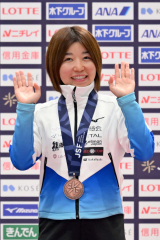 女子マススタートで3位に入賞した新田恭子(金野和彦撮影)