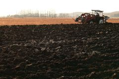 来季に向けてプラウで耕起作業を進める河野さん