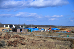 建設が進むロケット発射場「ＬＣ１」（須貝拓也撮影）