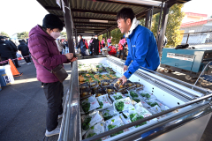 ＪＡめむろブランドの冷凍食品試食販売のほか、レシピ集も配布された（須貝拓也撮影）