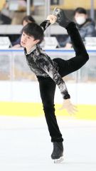 フリーの演技を披露する松本悠輝（帯広出身、大賀章好撮影）