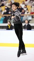 フリーの演技を披露する松本悠輝（帯広出身、大賀章好撮影）