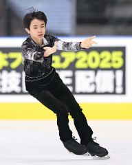 フリーの演技を披露する松本悠輝（帯広出身、大賀章好撮影）