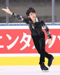 フリーの演技を披露する松本悠輝（帯広出身、大賀章好撮影）